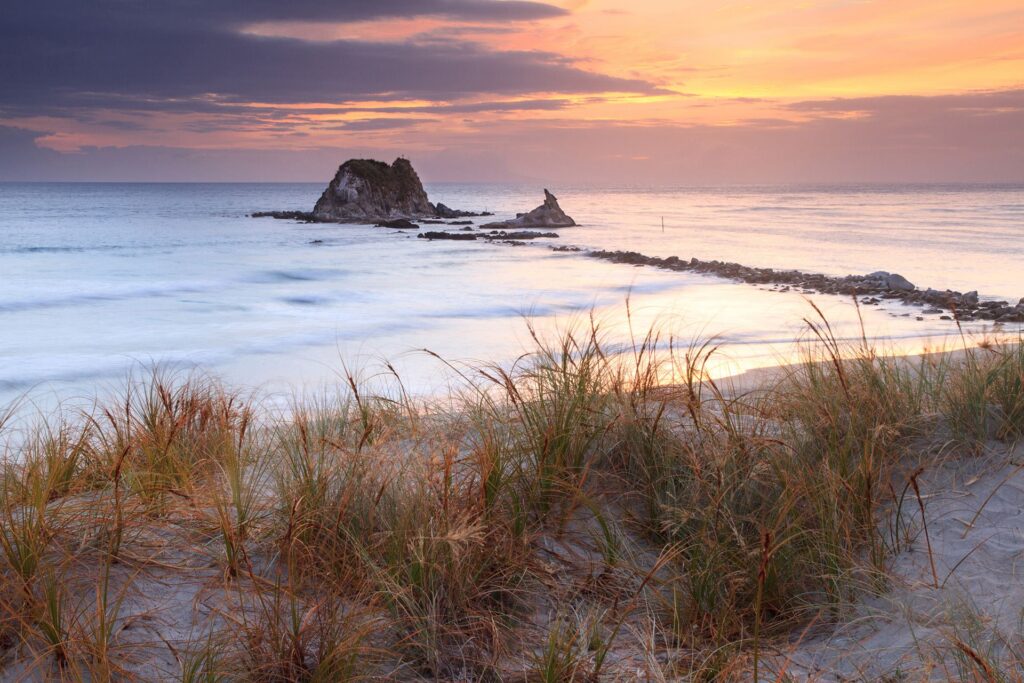 mangawhai heads sunset coastal beach northland evening